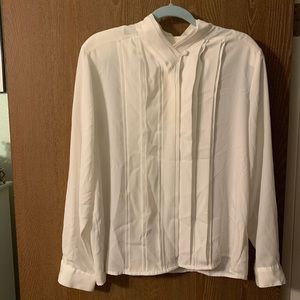 Christine and Jill white button down blouse (with shoulder pads)